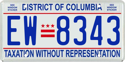 DC license plate EW8343