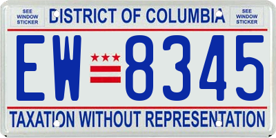 DC license plate EW8345