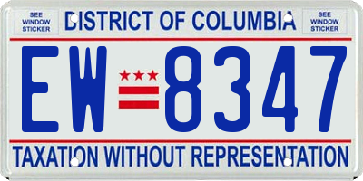 DC license plate EW8347