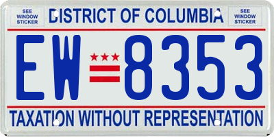 DC license plate EW8353