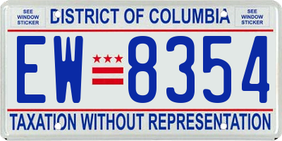 DC license plate EW8354