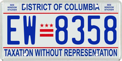 DC license plate EW8358