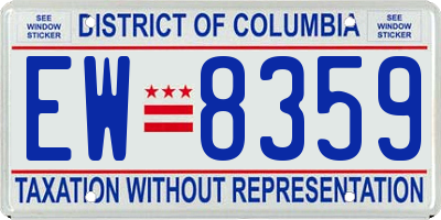 DC license plate EW8359