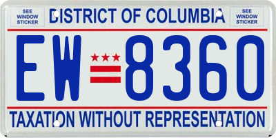 DC license plate EW8360