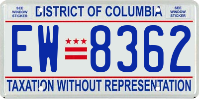 DC license plate EW8362