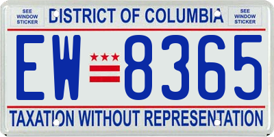 DC license plate EW8365