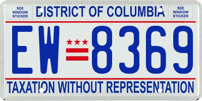 DC license plate EW8369