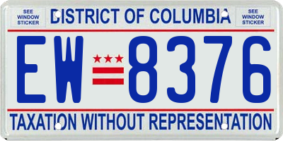 DC license plate EW8376