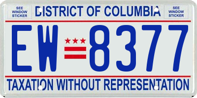DC license plate EW8377