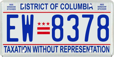 DC license plate EW8378