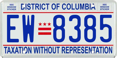 DC license plate EW8385