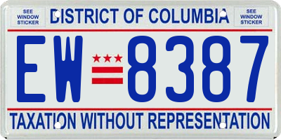 DC license plate EW8387