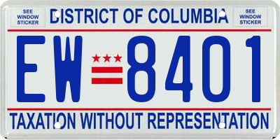 DC license plate EW8401