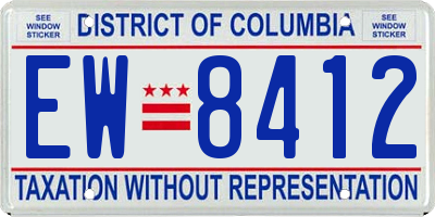 DC license plate EW8412