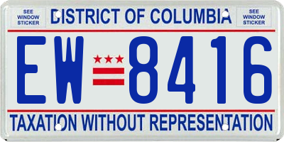 DC license plate EW8416