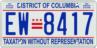 DC license plate EW8417