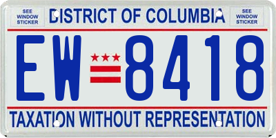 DC license plate EW8418