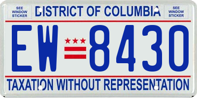 DC license plate EW8430