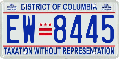 DC license plate EW8445