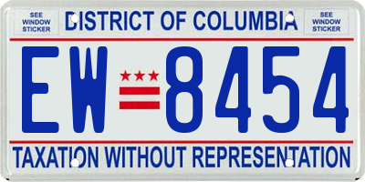 DC license plate EW8454