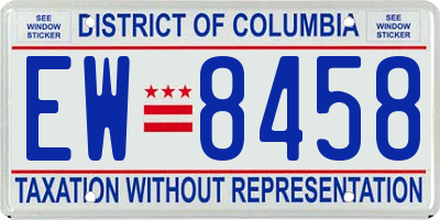 DC license plate EW8458