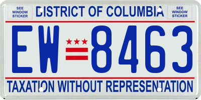 DC license plate EW8463