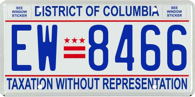 DC license plate EW8466