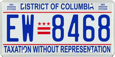 DC license plate EW8468