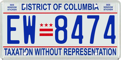 DC license plate EW8474