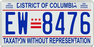 DC license plate EW8476