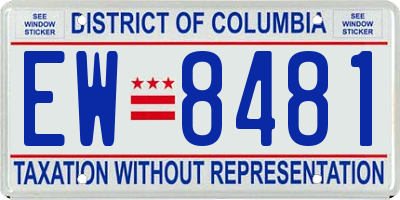 DC license plate EW8481