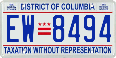 DC license plate EW8494