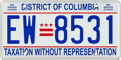 DC license plate EW8531