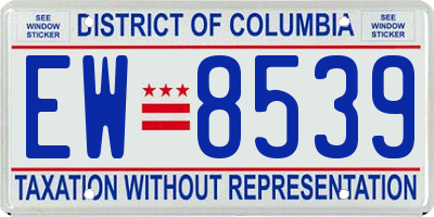 DC license plate EW8539