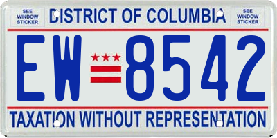DC license plate EW8542