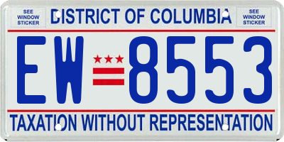 DC license plate EW8553