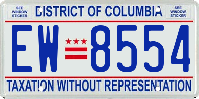 DC license plate EW8554