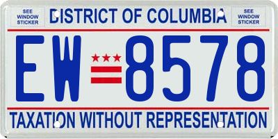 DC license plate EW8578