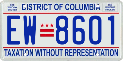 DC license plate EW8601