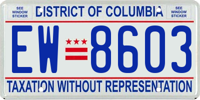 DC license plate EW8603