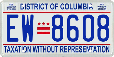 DC license plate EW8608