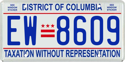 DC license plate EW8609