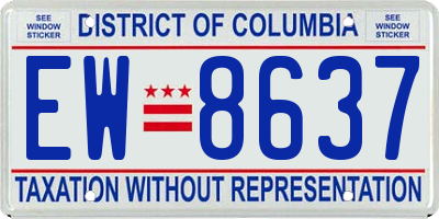 DC license plate EW8637