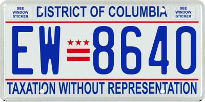 DC license plate EW8640