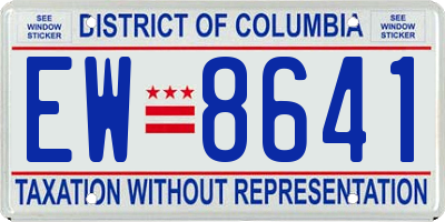 DC license plate EW8641