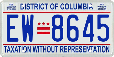DC license plate EW8645