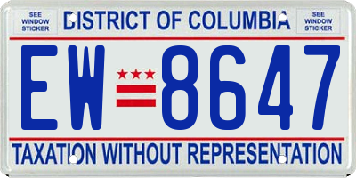 DC license plate EW8647