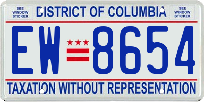 DC license plate EW8654