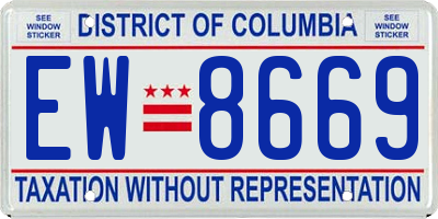 DC license plate EW8669