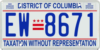 DC license plate EW8671